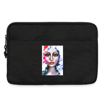 Ausdrucksstarke Wasserfarben-Porträtkunst - Laptoptasche 13" - Schwarz - Vorne