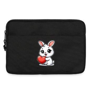 Cadeau de la Saint-Valentin lapin - Love & Romance - Sacoche pour ordinateur portable 13 pouces - noir - Devant