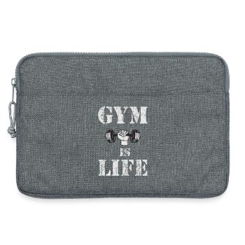 Gym Is Life – Dumbbell Vintage - Laptop bag 13" - heather grey - Front