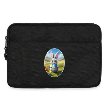 Easter Bunny with Egg, Oval - Laptop bag 13" - black - Front