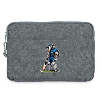 Motif d'éléphant pour le sport de cricket indien - Sacoche pour ordinateur portable 13 pouces - gris chiné - Devant