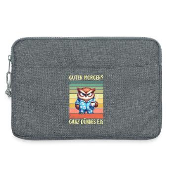 Eule Morgenmuffel - Laptoptasche 13" - Grau meliert - Vorne