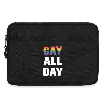 Mois de la fierté LGBT - Gay toute la journée - Sacoche pour ordinateur portable 13 pouces - noir - Devant