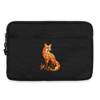 Ein Fuchs, gestaltet aus verschiedenen Blättern - Laptoptasche 13" - Schwarz - Vorne