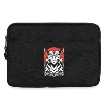Tiger, red white Japanese print style - Laptop bag 13" - black - Front