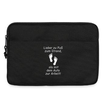 Humorvolles Spruch-Design mit Fußmotiv - Laptoptasche 13" - Schwarz - Vorne