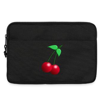 Zwillings Kirschen mit Blättern - Laptoptasche 13" - Schwarz - Vorne