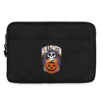 Squelette d’Halloween avec citrouille lanterne - Sacoche pour ordinateur portable 13 pouces - noir - Devant