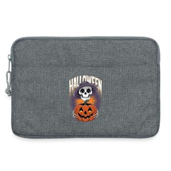Halloween Skeleton with Lantern Pumpkin - Laptop bag 13" - heather grey - Front