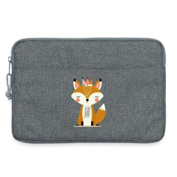 Renard mignon avec couronne – Art minimaliste - Sacoche pour ordinateur portable 13 pouces - gris chiné - Devant