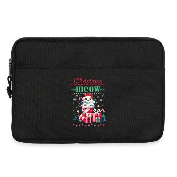 Chat espiègle en bas - Style de Noël laid - Sacoche pour ordinateur portable 13 pouces - noir - Devant