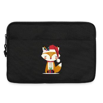 niedlicher Fuchs mit Weihnachtsmütze und Geschenk - Laptoptasche 13" - Schwarz - Vorne