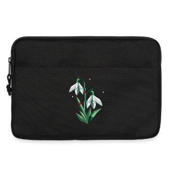 Zwei Schneeglöckchen mit Marienkäfern - Laptoptasche 13" - Schwarz - Vorne
