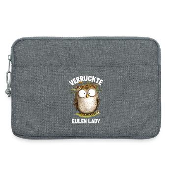 Eule mit Spruch Verrückte Eulen Lady - Laptoptasche 13" - Grau meliert - Vorne