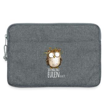 Eule mit Spruch Ich Mag Halt Eulen - Laptoptasche 13" - Grau meliert - Vorne