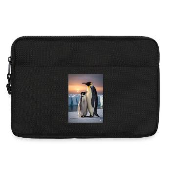 Penguin with cub on floe at the South Pole - Laptop bag 13" - black - Front