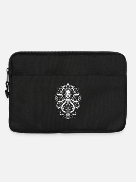 Octopus Ornament – Tattoo in White - Laptop bag 13" - black