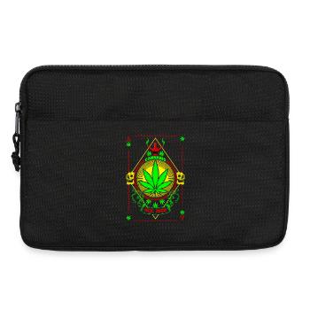Lebendiges Cannabis- und Totenkopf-Emblem - Laptoptasche 13" - Schwarz - Vorne