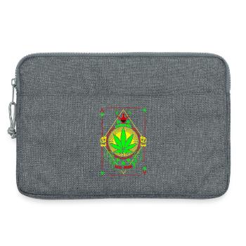 Cannabis vibrant et emblème du crâne - Sacoche pour ordinateur portable 13 pouces - gris chiné - Devant