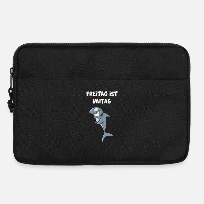 Humorvolle Hai-Grafik mit Spruch - Laptoptasche 13" - Schwarz