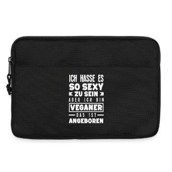 Attention Je suis végétalien Drôle Cadeau végétalien - Sacoche pour ordinateur portable 13 pouces - noir - Devant