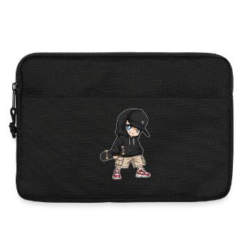 Urban Skateboarder Cartoon Design - Laptop bag 13" - black - Front
