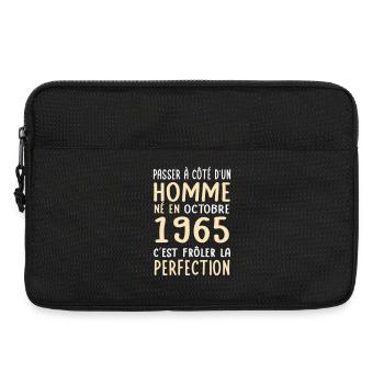 Anniversaire 60 ans - Né en Octobre 1965 - Sacoche pour ordinateur portable 13 pouces - noir - Devant