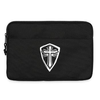 Cross symbol in shield design - Laptop bag 13" - black - Front