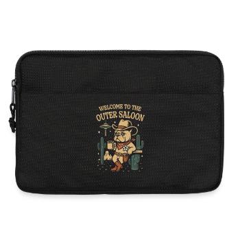 Bulldog Cowboy in Saloon Western Motif - Laptop bag 13" - black - Front