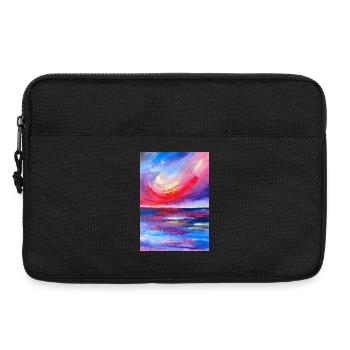 Lebendiges Sonnenaufgangs-Seelandschafts-Kunstwerk - Laptoptasche 13" - Schwarz - Vorne