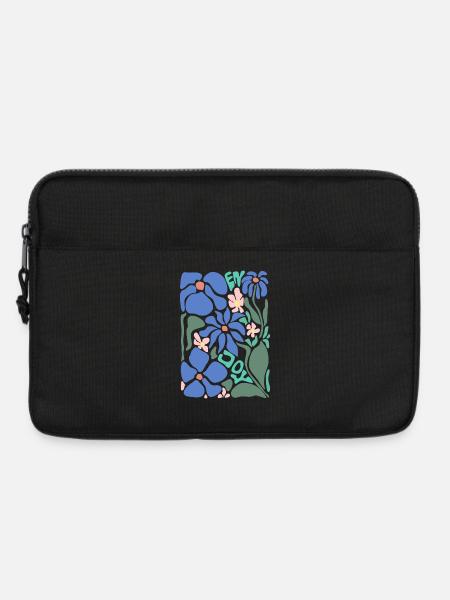 Gute Laune Blumen - blau - Laptoptasche 13" - Schwarz