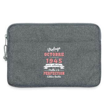 Anniversaire 80 ans - Vintage - Octobre 1945 - Sacoche pour ordinateur portable 13 pouces - gris chiné - Devant