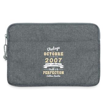 Anniversaire 18 ans - Vintage - Octobre 2007 - Sacoche pour ordinateur portable 13 pouces - gris chiné - Devant