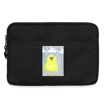 Cute yellow duckling in rain - Laptop bag 13" - black - Front