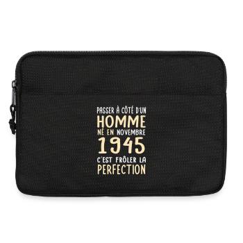 Anniversaire 80 ans - Né en Novembre 1945 - Sacoche pour ordinateur portable 13 pouces - noir - Devant