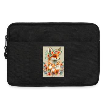 Fox family in flower wreath - Laptop bag 13" - black - Front