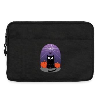 Halloween Cat, Spider and Pumpkins - Laptop bag 13" - black - Front