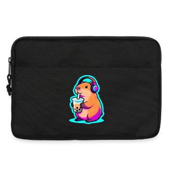 Süßes Capybara Bubble Tea Kawaii Tier Geschenk - Laptoptasche 13" - Schwarz - Vorne