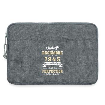Anniversaire 80 ans - Vintage - Décembre 1945 - Sacoche pour ordinateur portable 13 pouces - gris chiné - Devant