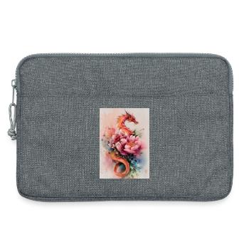 Watercolor Dragon and Flowers - Laptop bag 13" - heather grey - Front