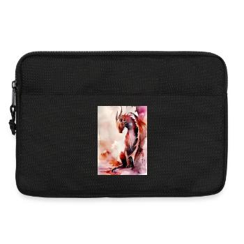 Red Watercolor Dragon - Laptop bag 13" - black - Front