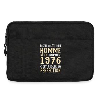 Anniversaire 50 ans - Né en Janvier 1976 - Sacoche pour ordinateur portable 13 pouces - noir - Devant