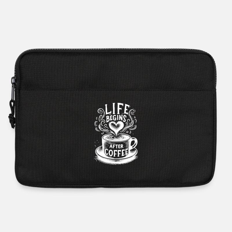 Life Begins After Coffee – Lustiger Kaffee Spruch - Laptoptasche 13" - Schwarz