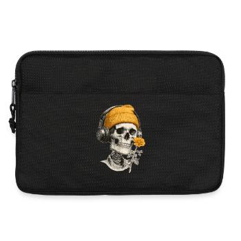 Schädel mit Gelber Mütze und Kopfhörern - Laptoptasche 13" - Schwarz - Vorne