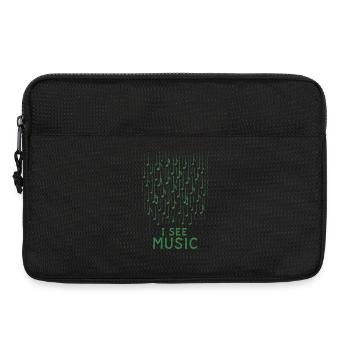 Je vois de la musique : une pluie de notes abstraites - Sacoche pour ordinateur portable 13 pouces - noir - Devant