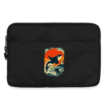 Orque baleine famille phare Vintage coucher de soleil - Sacoche pour ordinateur portable 13 pouces - noir - Devant