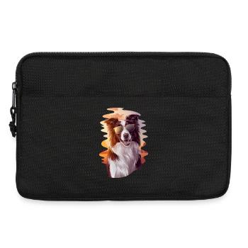 Cool border collie avant le coucher du soleil avec - Sacoche pour ordinateur portable 13 pouces - noir - Devant