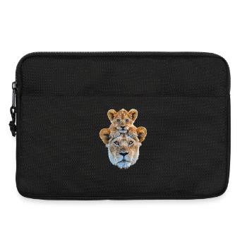 Mother lion with cub - Laptop bag 13" - black - Front