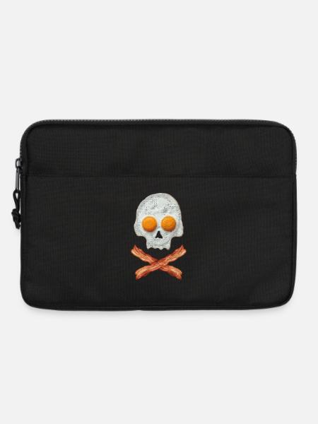 Spiegelei Schädel mit Baconkreuz - Laptoptasche 13" - Schwarz