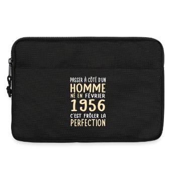 Anniversaire 70 ans - Né en Février 1956 - Sacoche pour ordinateur portable 13 pouces - noir - Devant